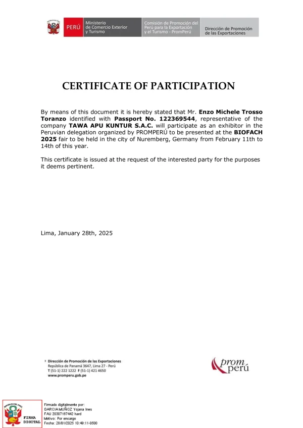 Constancia de participación - TAWA APU KUNTUR[R]